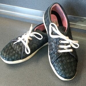 Robert Zur Terri Tie Leather Woven Glove Oxford Lace Up Sneakers